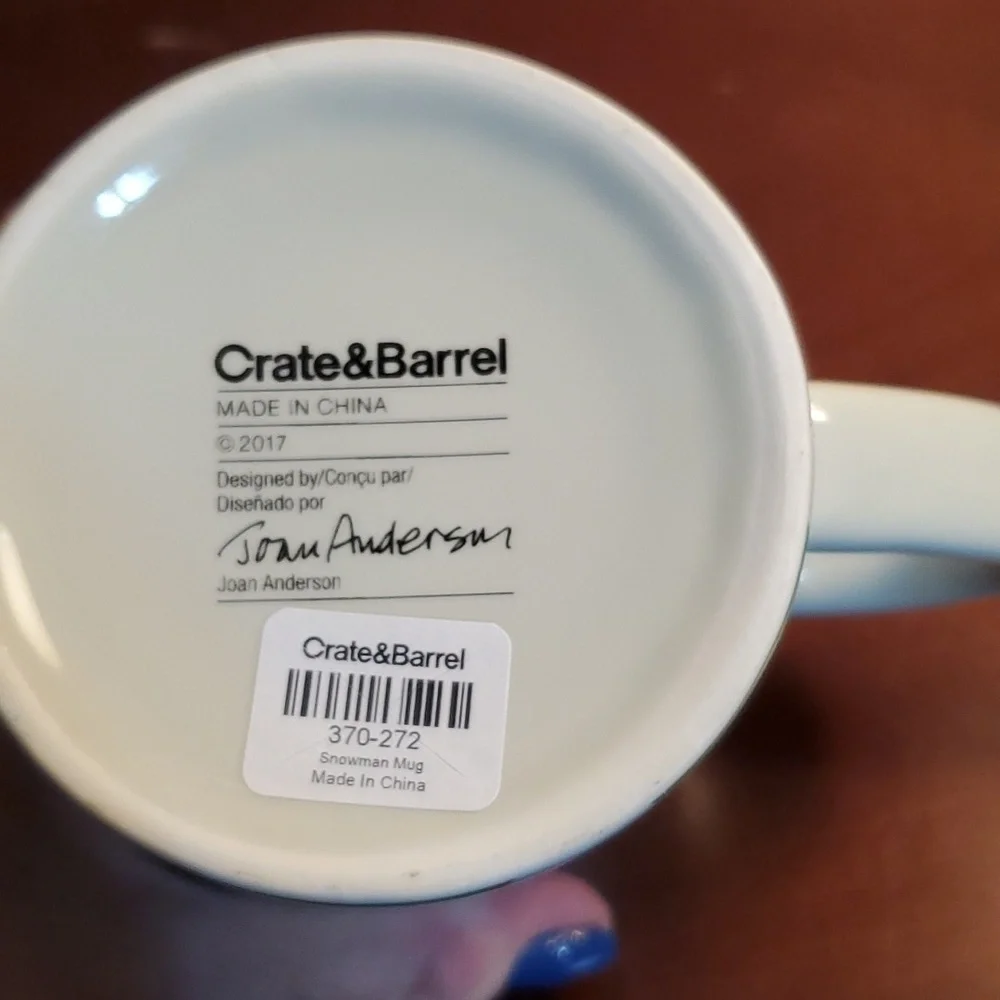 Crate and Barrel Snowman Pair of Mugs New